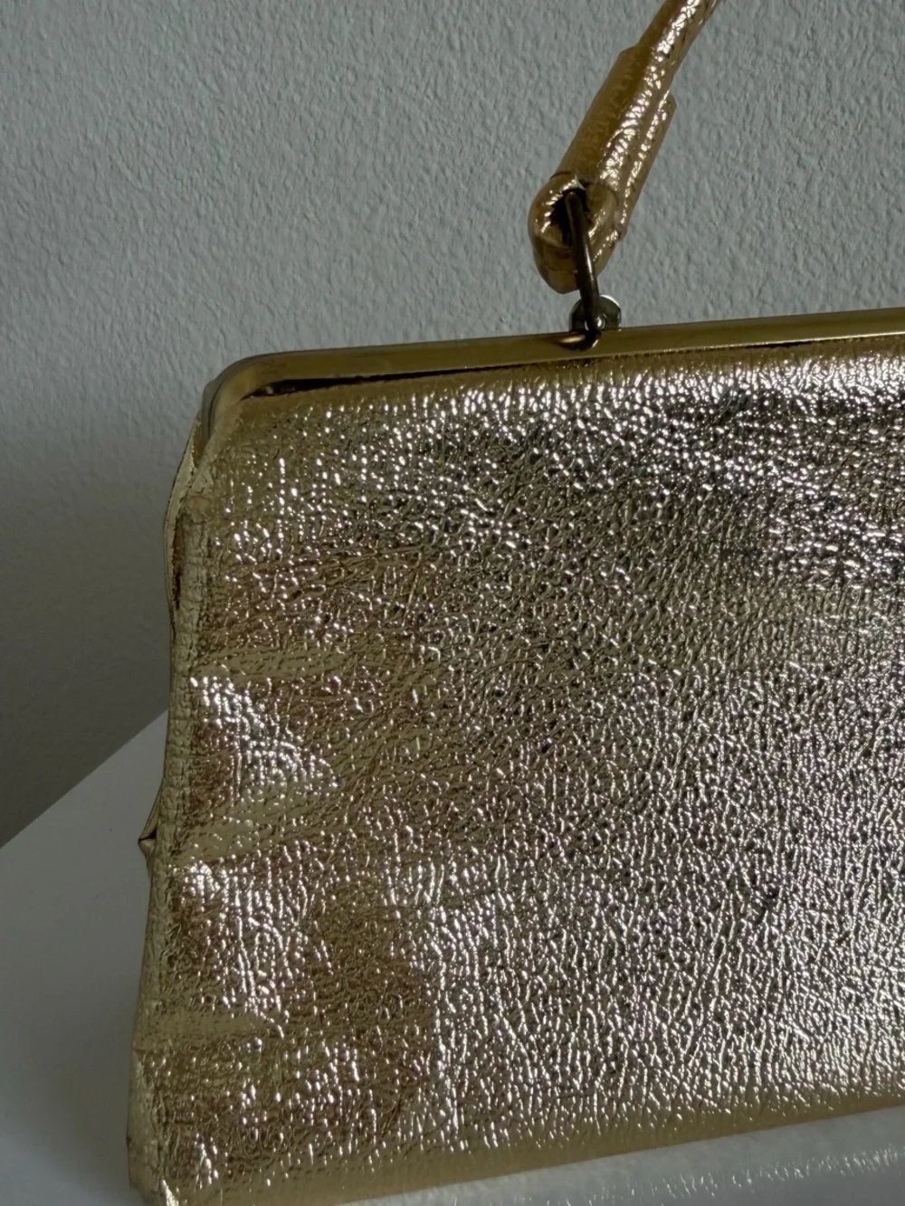 Vintage Metallic Gold Top Handle Handbag